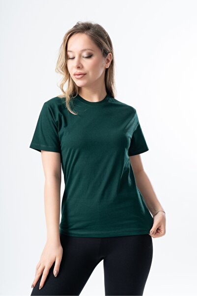 RASCHA Зелена дамска тениска - с кръгло деколте, стандартна кройка