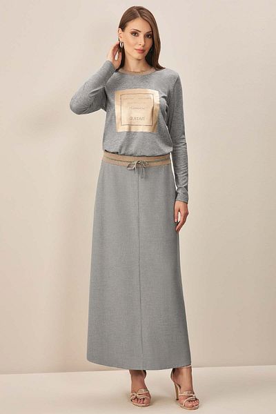 Guitar Gray Knitted Long Sleeve Blouse