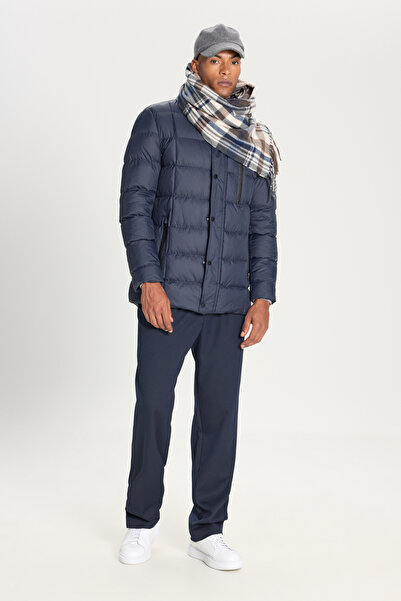 AC&Co / Altınyıldız Classics Ανδρικό παλτό Navy Blue - Standard Fit, Stand γιακά και πλαϊνές τσέπες