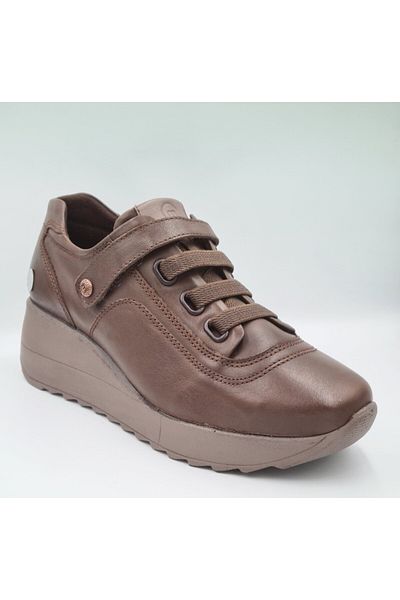 Mammamia D24Ka-3490 Cocoa Mink Women's Daily Casual Shoes - Genuine Leather and Velcro