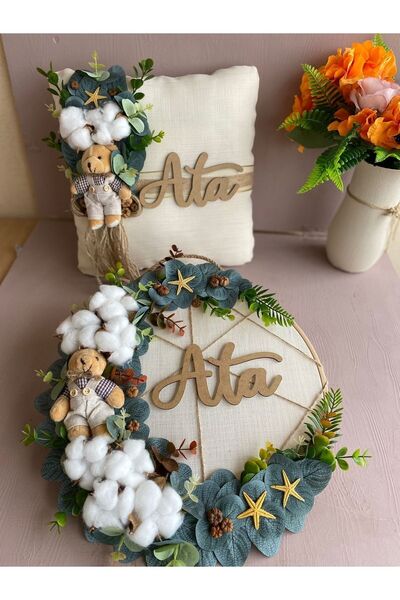 Adapromosyon Isme Özel Bebek Kapı Süsü Takı Yastığı