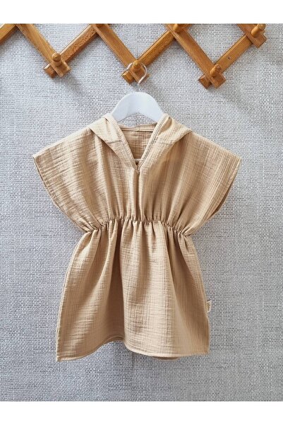 Yada Baby بونشو موسلين بغطاء للرأس للأطفال والرضع - 100% قطن، منشفة الشاطئ (بني)