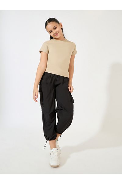 Styli Solid Cuffed Hem Cargo Pants