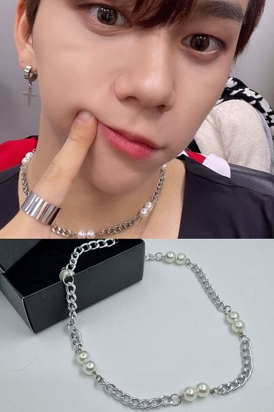 KRIMO Kpop Tfn Kevin Pearl Chain Necklace