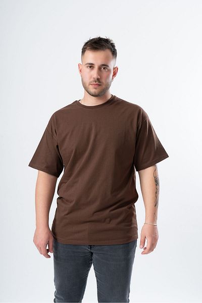 RASCHA Ανδρικό μπλουζάκι Oversize Crew Neck καφέ