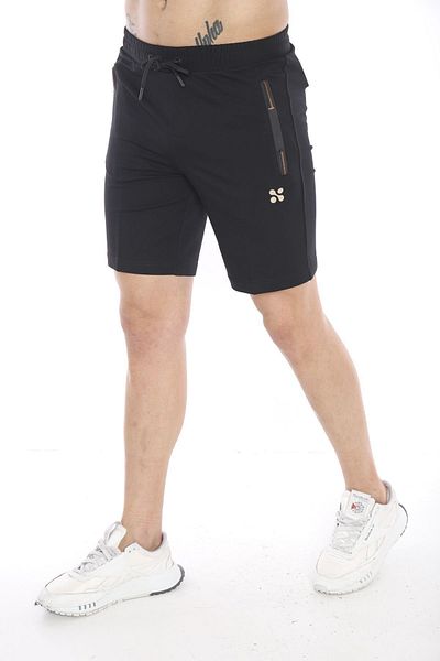 NEED LİFE Men's Black Cotton Sports Shorts - Double Pocket and Zipper