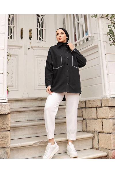 Nuha Boutique Нуха - Габардин бродирана риза
