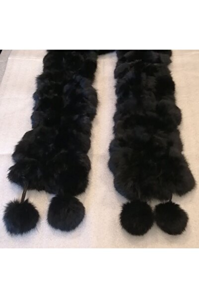 Butik Tülin المرأة الأصيلة اليدوية الفراء الأصلي الأرنب الطبيعي الأسود 4x27 ص...