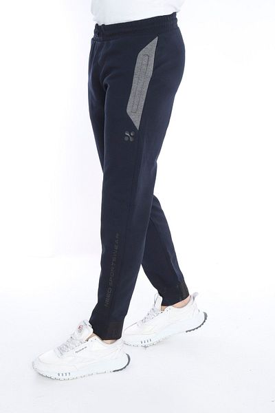 NEED LİFE Men's Navy Blue Corded Half Cuff Slim Fit Sweatpants