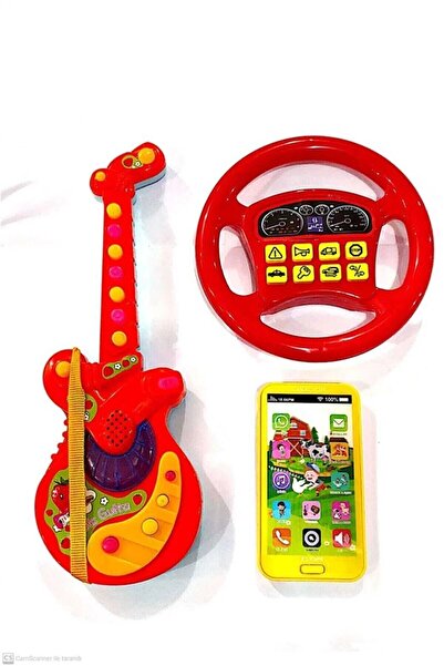Numaca 3lü Eğitici Set Türkçe Müzikli Oyuncak Gitar Android Dokunmatik Telefo...