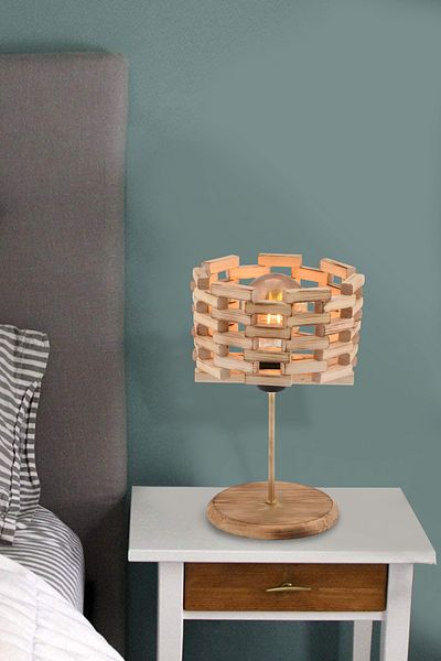 Bidolushop Lampshade Decorative Table Lamp - Natural, Retro, Vintage, Living Room, Coffee Table, Showcase, for Home, Nightstand and Office