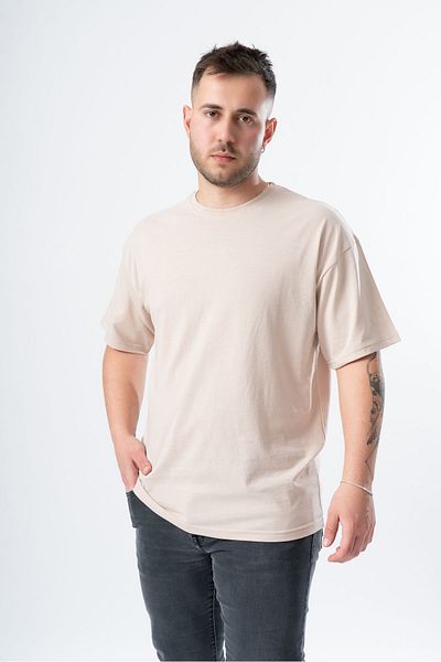 RASCHA Ανδρικό μπλουζάκι Oversize Crew Neck Beige
