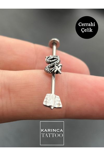 Karınca Piercing Snake Surgical Steel Industrial Industrial Bridge Piercing (Ant Tattoo)