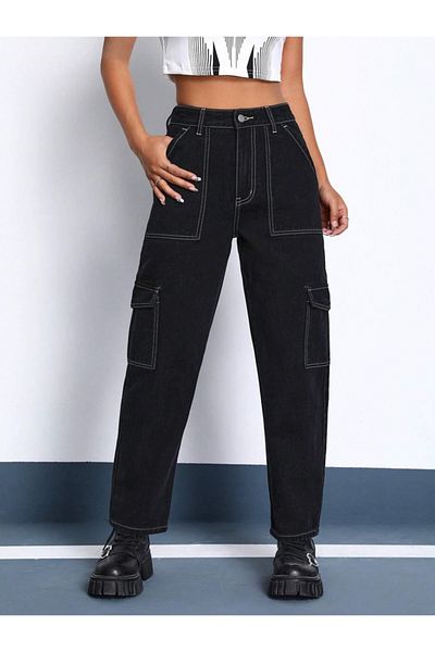Kotty By Styli Solid High Rise Cargo Jeans