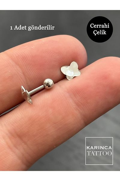 Karınca Piercing Star Diamond Butterfly Rhinestone Helix Flat Conch Standard Lobe Ear Earring Tragus Piercing Surgical Steel