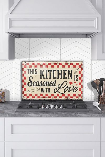 Rosyvien Motivational Lettering Glass Stove Back Protector, Kitchen Built-In and Countertop Protection, Tempered and Rated
