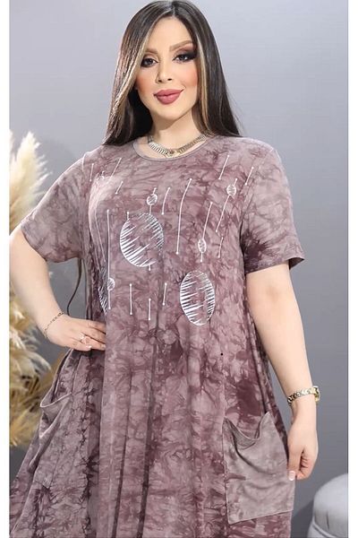 HÜLYA BUTİK Γυναικείο φόρεμα με στάμπα και τσέπες Tie-Dye