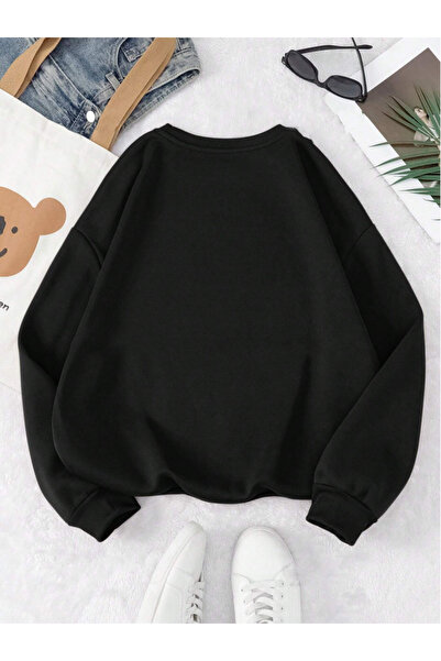 Revasser Чорна унісекс-футболка з великим принтом у вигляді троянди, з круглим вирізом