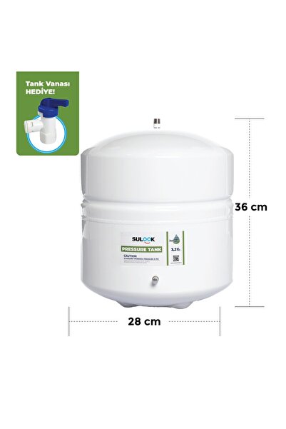 SULOOK Su Arıtma Cihazı Tankı - Vana Dahil-antibakteriyel-3,2 Galon -12 Litre