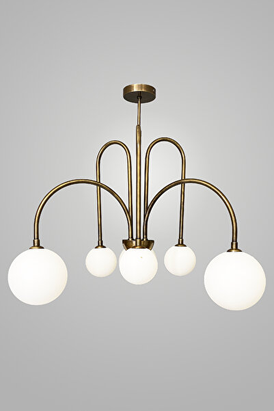 Fivorno Aydınlatma Bubble Wave 6 Kollu Eskitme Renk Kaplamalı Opal Camlı G9 Duy Tipli Avize