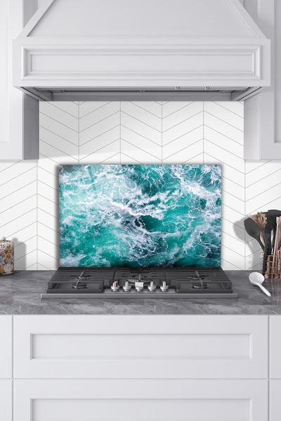 Rosyvien Білі хвилі Захисний екран для кухонної плити, захист для вбудованої ...