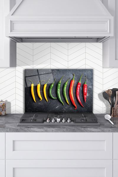 Rosyvien Colored Peppers - Glass Stove, Kitchen Built-In and Countertop Prote...