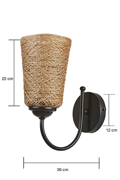 Bozyaka Aydınlatma Zeta Black Decorative Metal - Body Wicker Accessory, Wall Sconce