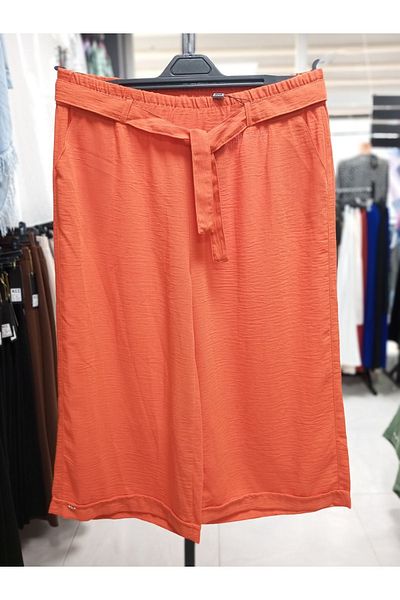 AKŞEN GİYİM Large Size Cotton-Linen Skirt Trousers - 90 cm Length, Crested Double Leg