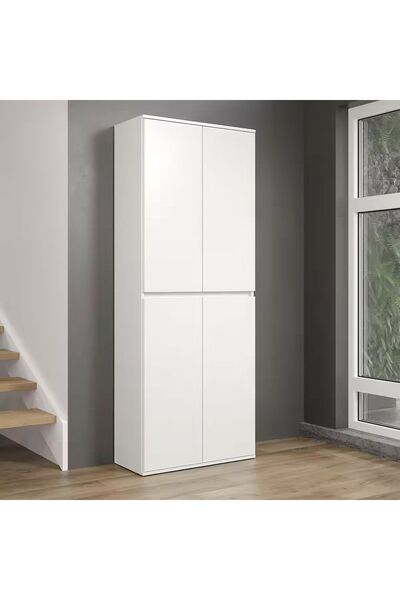 YURKUR MOBİLYA Çok amaçlı beyaz dolap 4 kapaklı dolap gardırop yatak odası dolabı çocuk odası dolabı