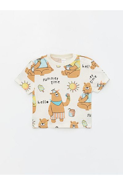LC Waikiki Crew Neck Printed T-shirt and Sweatpants for Baby Boy - Set of 2