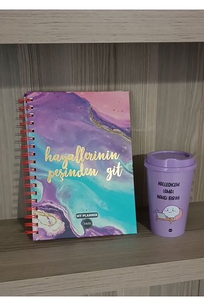 Yeni1Trend Talking Agenda with Sticker Weekly Plan Notebook Licensed Cup Motto Tea Coffee Soft Drink Cup