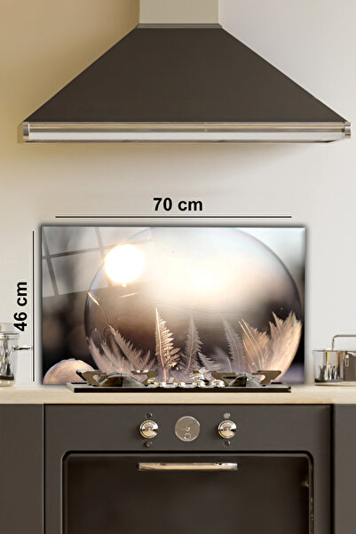 Rosyvien Frozen Snowflake Glass Stove Back Protector, Kitchen Built-In and Countertop Protection, Tempered and Rated