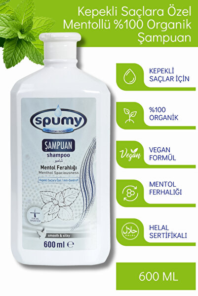 Spumy Mentol Ferahlığı Kepekli Saçlara Özel Organik Şampuan - 600 ml