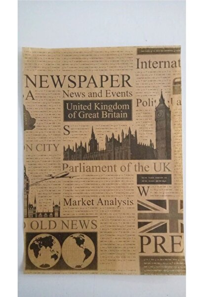 Kitchen Beauty Kendinden Desenli Yağlı Kağıt | 50 Adet Vintage Gazete Desen Sunum Kağıdı | Karışık Desen