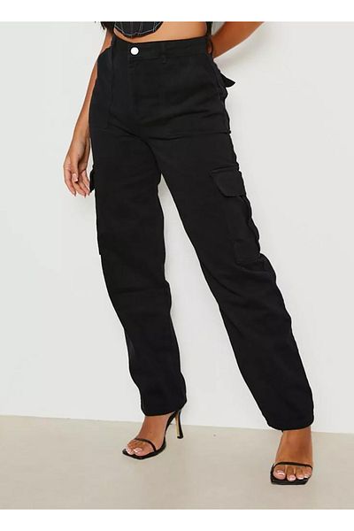 Kotty By Styli Solid Straight Fit Cargo Jeans