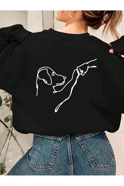 Revasser DOG Special Printed Unisex Oversize βαμβακερό φούτερ - Crew Neck