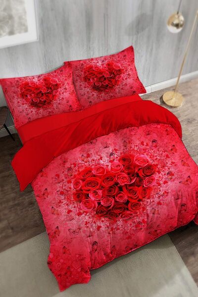 MonoHome Love Art Double Duvet Cover Set Cotton Satin