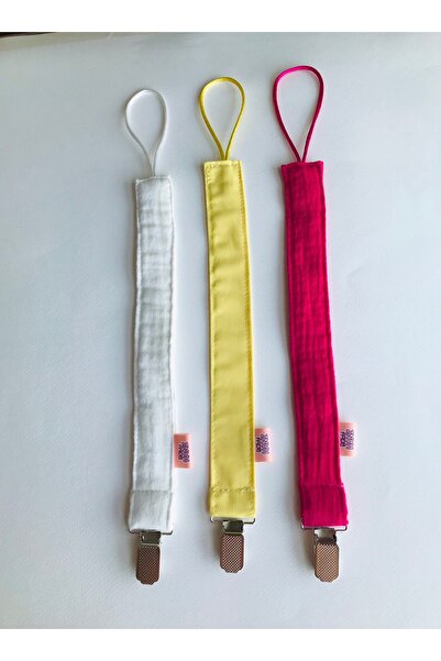 3 Lü Set Bebek Emzik Askısı - Emzik Zinciri - Emzik Tutacağı - % 100 Pamuk Kumaş - Yıkanabilir