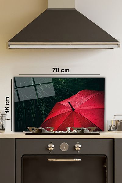Rosyvien Red Umbrella - Glass Stove, Kitchen Built-In and Countertop Protection, Tempered and Rhoded