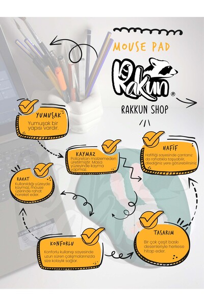 rakkun shop Önce Uyu Sonra Çalış Baskılı Bilek Destekli Mouse Pad