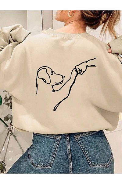 Revasser DOG Special Printed Unisex Oversize βαμβακερό φούτερ - Crew Neck
