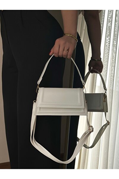 Goldies Bag Kadın Beyaz Mini Suni Deri Ayarlanabilir Çapraz Askılı El ve Omuz...