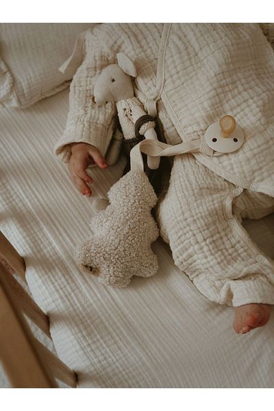 bohemoon Teddy Christmas Tree Pacifier Strap Cream