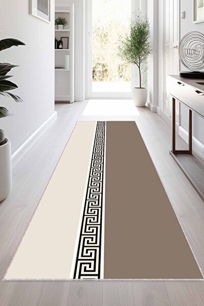 Viva Home Bej Kaymaz Tabanlı Modern Kesme Rulo Yolluk Halı VH019
