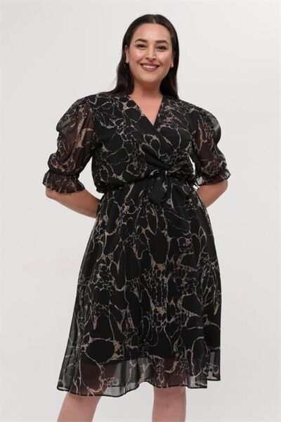 Dipmoda فستان شيفون مبطن مقاس كبير للنساء Dpx8063