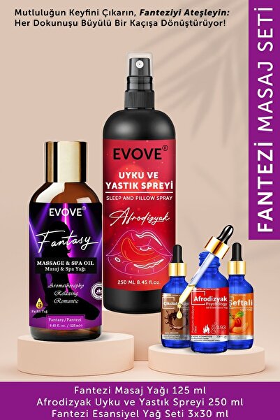 Evove Cosmetics Fantezi Masaj Seti Aromaterapi Masaj Yağı-Uyku ve Yastık Spre...