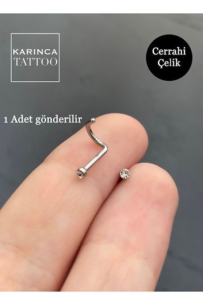Karınca Piercing Karinca Tatoo - 100% Surgical Steel, Rhinestone Nose Nostril Piercing