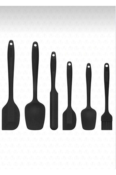 BabyLondy Drongo Black Silicone Spatula Set - 6 Pieces, Heat Resistant, Fireproof and Non-Stick