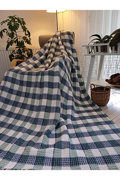 stay with love Skoç Ковдра Двоспальна Бавовняна Ковдра 180*220 см Зелено-біла Подарунок на День закоханих