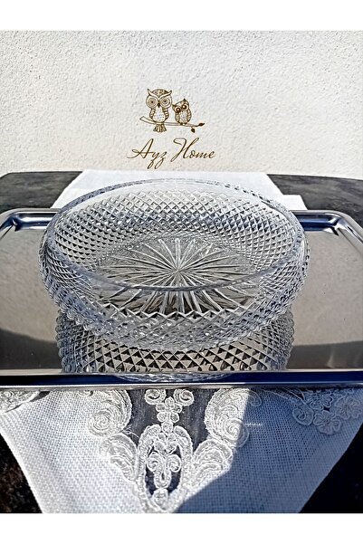 AYZ HOME Handmade Cut Crystal Glass Salad Bowl / Presentation Bowl 22cm